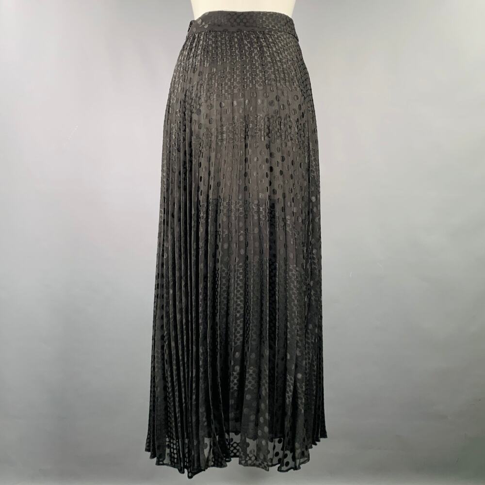 EMPORIO ARMANI Size 2 Black Polyester Viscose Dots Maxi Skirt - Picture 3 of 7